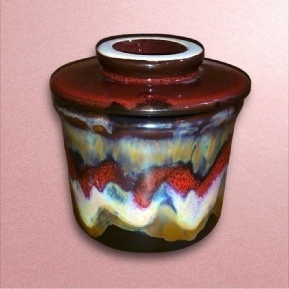 Artisan Glazed Pottery French Butter Keeper, Dishwasher Safe